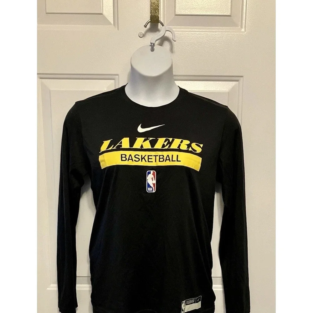 Womens NIKE LA Lakers NBA Long Sleeve Shirt Black Sz Medium M Basketball Dri Fit